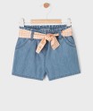 Short ample en chambray avec ceinture vichy bébé fille[MISSING]
